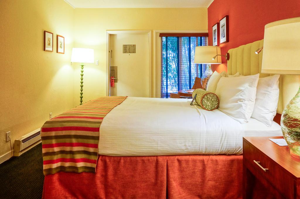 Quarto com Cama Queen-size e Vista da Piscina
