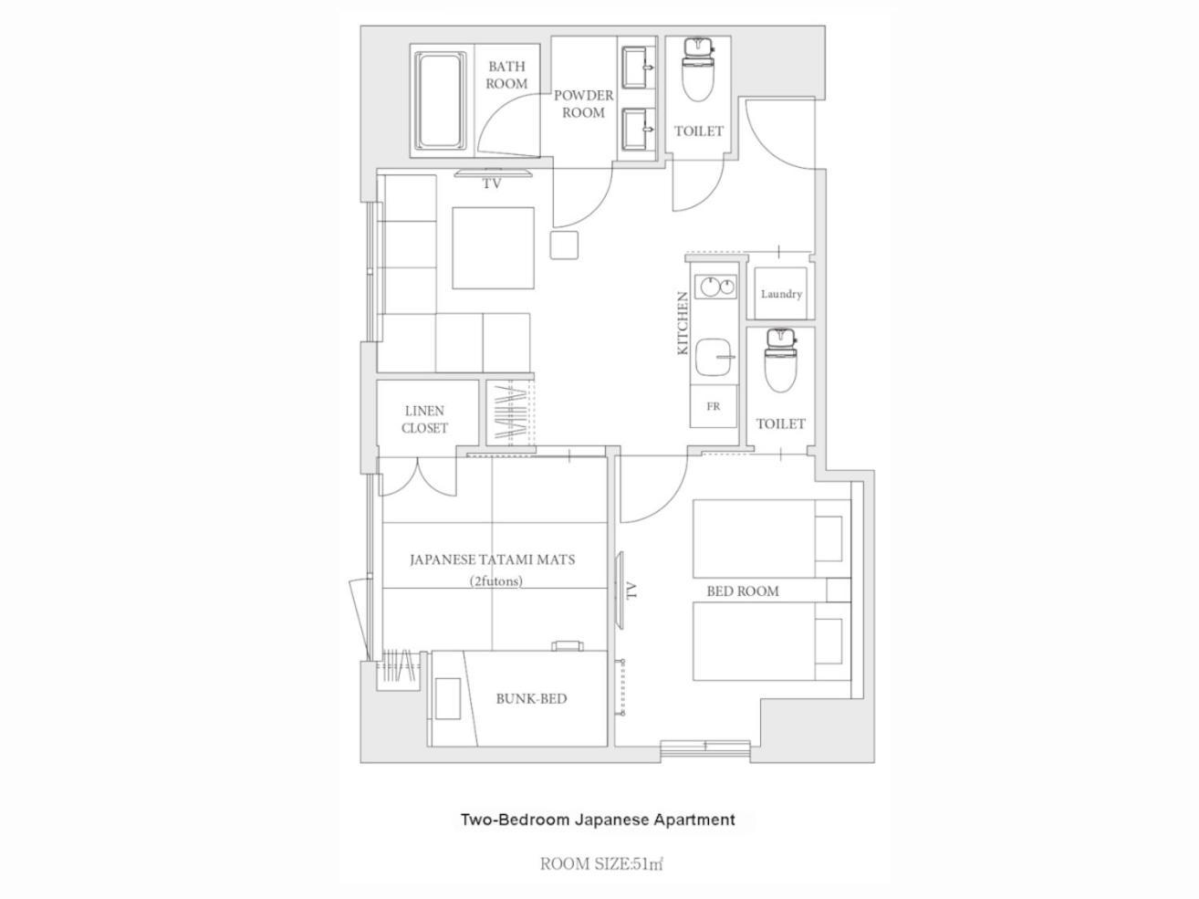 Two-Bedroom Japanese Apartment