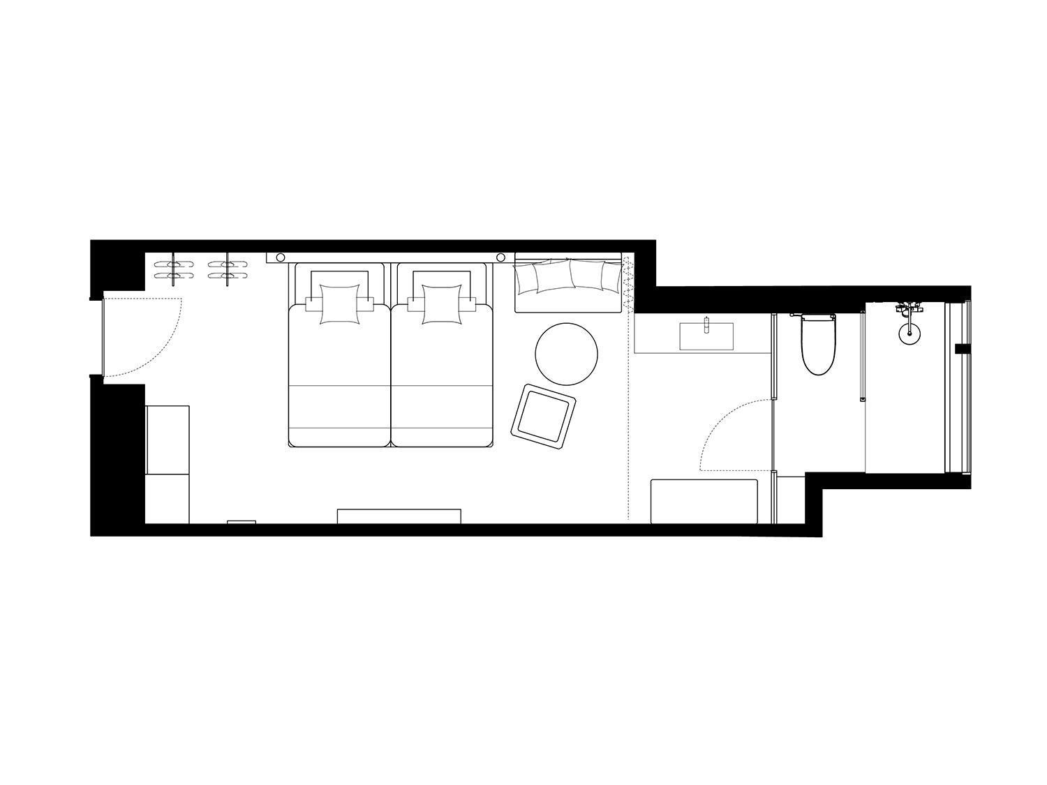 Standard Zweibettzimmer mit Zugang zur Lounge – ohne Aussicht, Nichtraucher